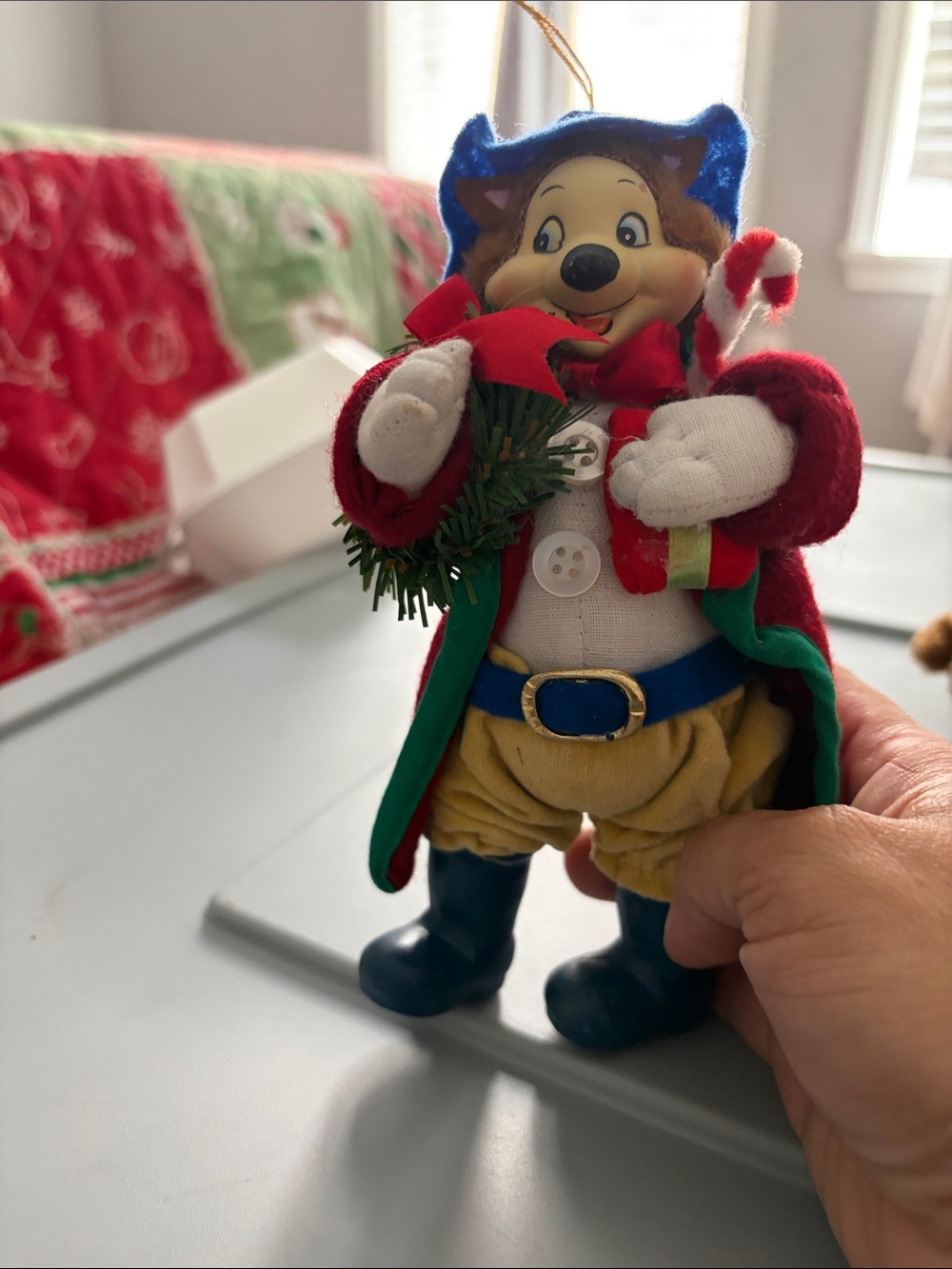 Plush Holiday Fox Doll in Red, Green & Blue - Festive Kids Toy